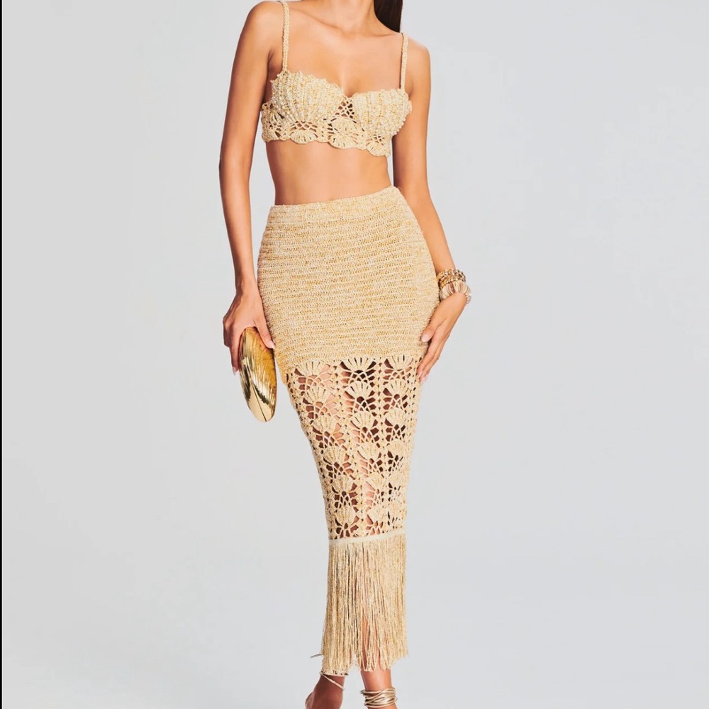 Cream crochet two piece.